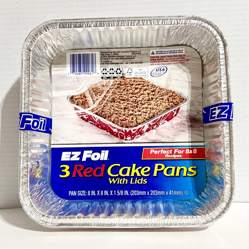 Reynolds EZ Foil 3pk Red Star Cake Pan Lid 8x8x2” Holiday Limited Edition NEW